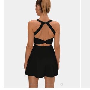 HALARA Black Strappy Back Skater Dress Medium